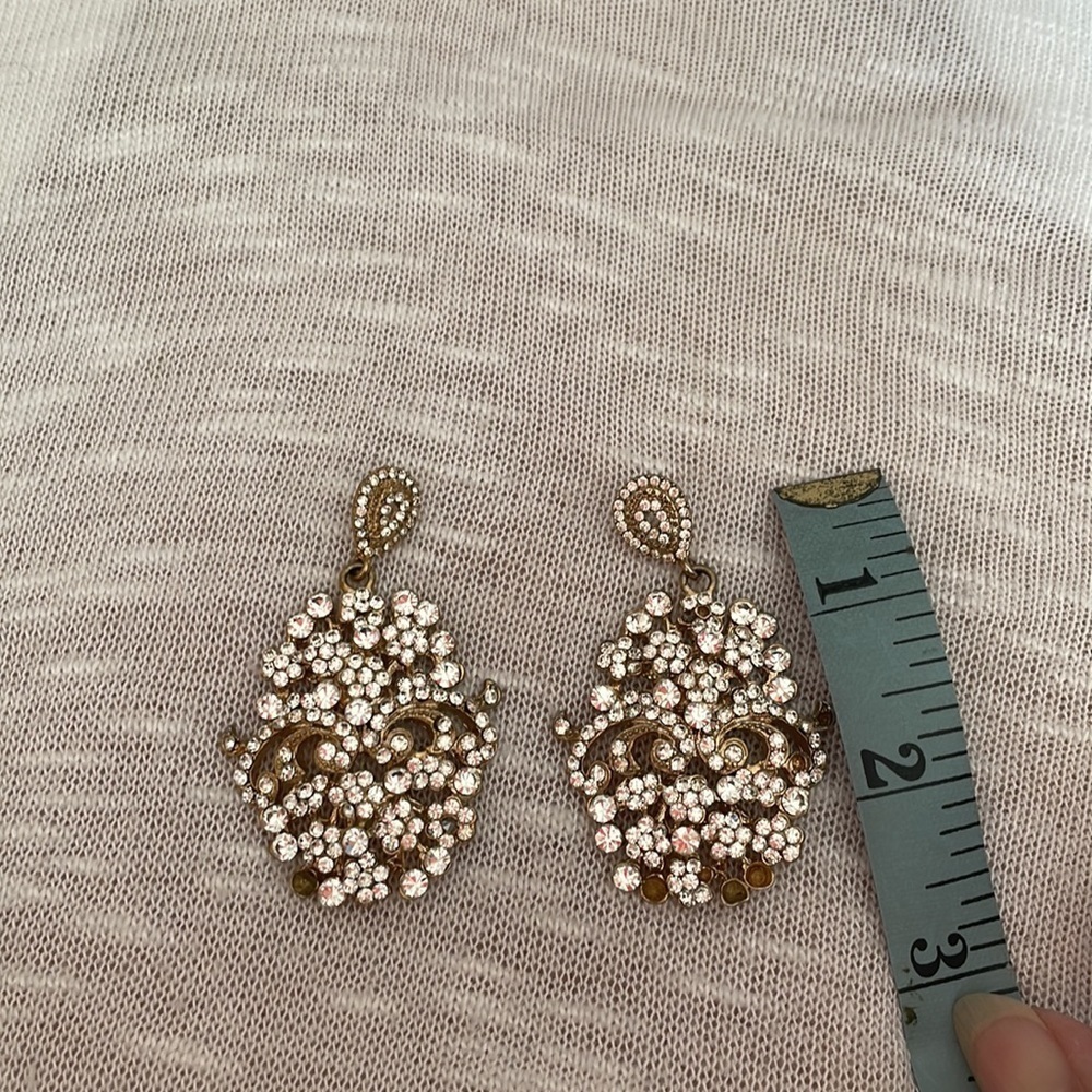 Dressy Earrings. Gold & Rhinestones - Picture 2 of 4